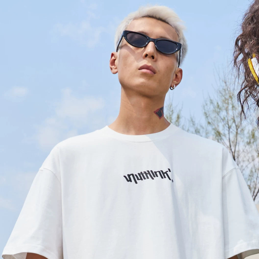 Nuthink American Trendy Brand Letter Printed Short Sleeve T-shirt Retro Loose Half Sleeve Couple Summer 2026