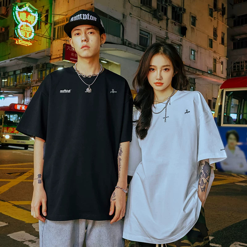 Nuthink American Trendy Brand Letter Short Sleeve T-shirt for Men's Trendy Loose Large Half Sleeve Cool Couple Summer 2026