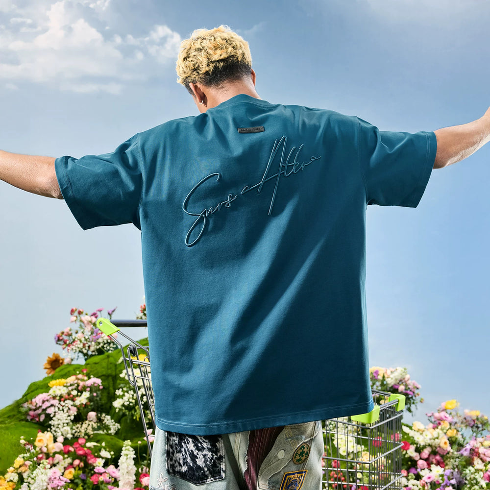 Nuthink American Retro Trendy Brand Embroidered Letter T-shirt Men's Short Sleeve Street Loose Women's 2026 Summer New Style