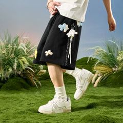 Nuthink American Trendy Cartoon Cloud Embroidered Short Pants Five Cent Mid Pants Loose Men and Women 2026 New Summer Collection
