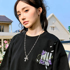 Nuthink Butterfly Embroidered Short Sleeve T-shirt American Retro Trendy Brand Loose Half Sleeve Men's and Women's New Style for Summer 2026