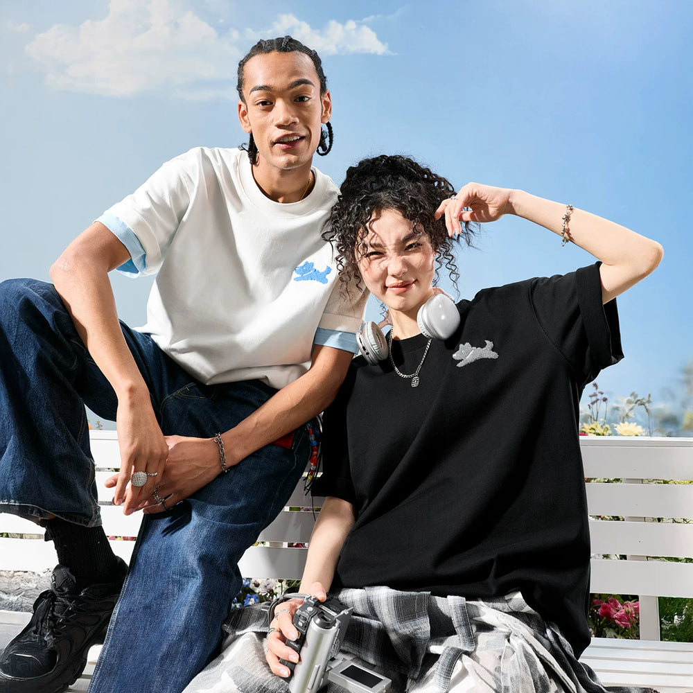 Nuthink American Trendy Brand Embroidered Dog Simple Short sleeved Men's T-shirt Female Couple Casual 2026 New Summer Edition