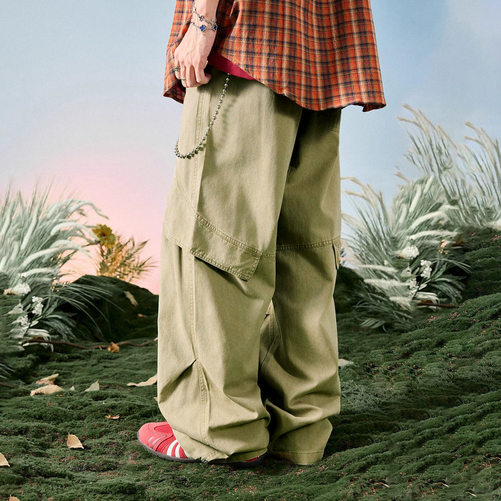 Nuthink American wide leg casual work pants, loose straight leg curved knife pants, men's new style, spring 2026