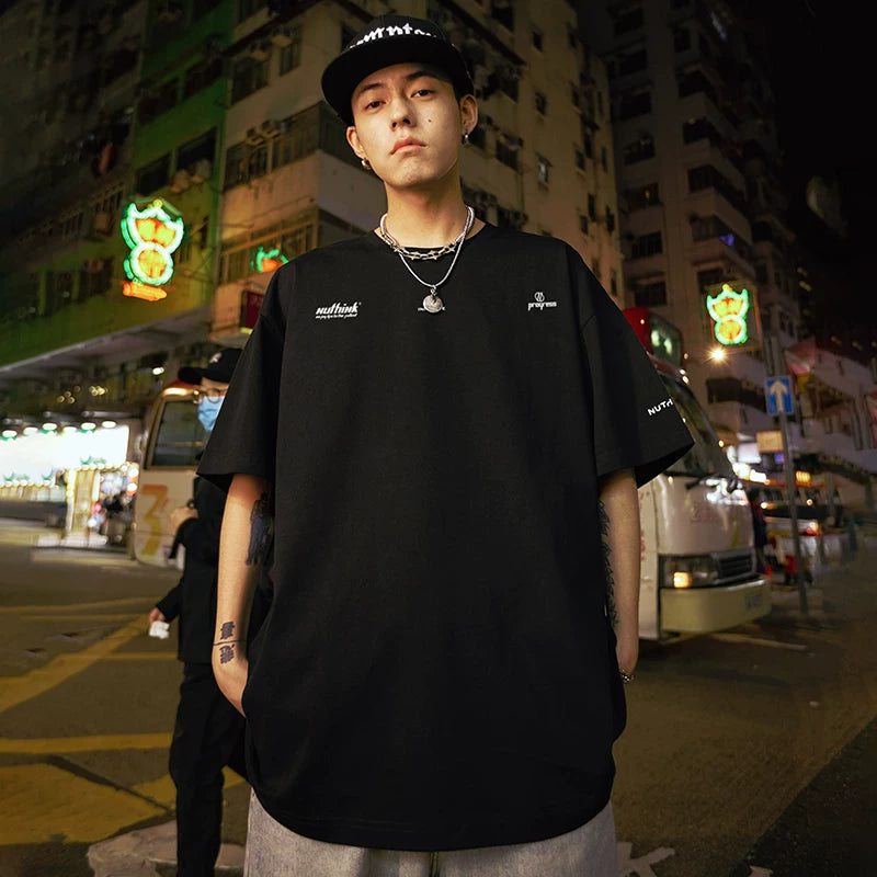 Nuthink American Trendy Brand Letter Short Sleeve T-shirt for Men's Trendy Loose Large Half Sleeve Cool Couple Summer 2026