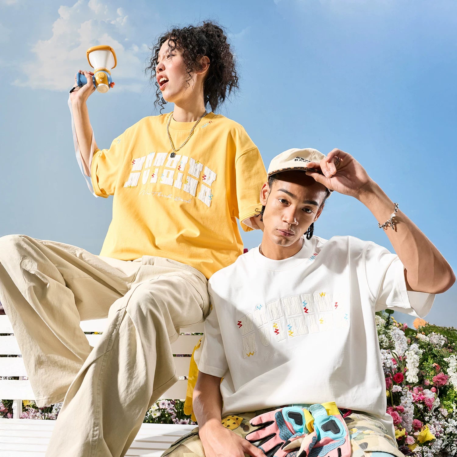 Nuthink American Trendy Brand Heavy Industry Embroidered Alphabet Color blocked Short sleeved T-shirt for Men and Women, High End 2026 New Summer Edition