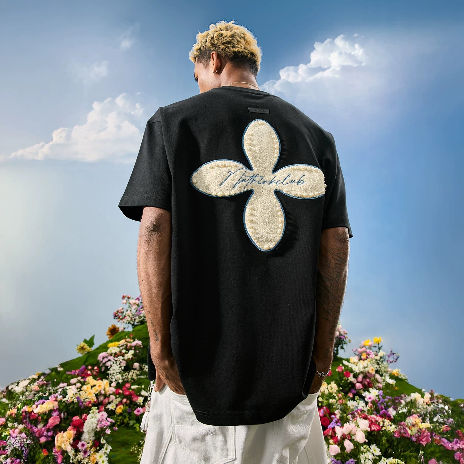 Nuthink Heavy Industries Embroidered Premium Pearl T-shirt Men's Short Sleeve Women's American Retro 2026 Summer Collection