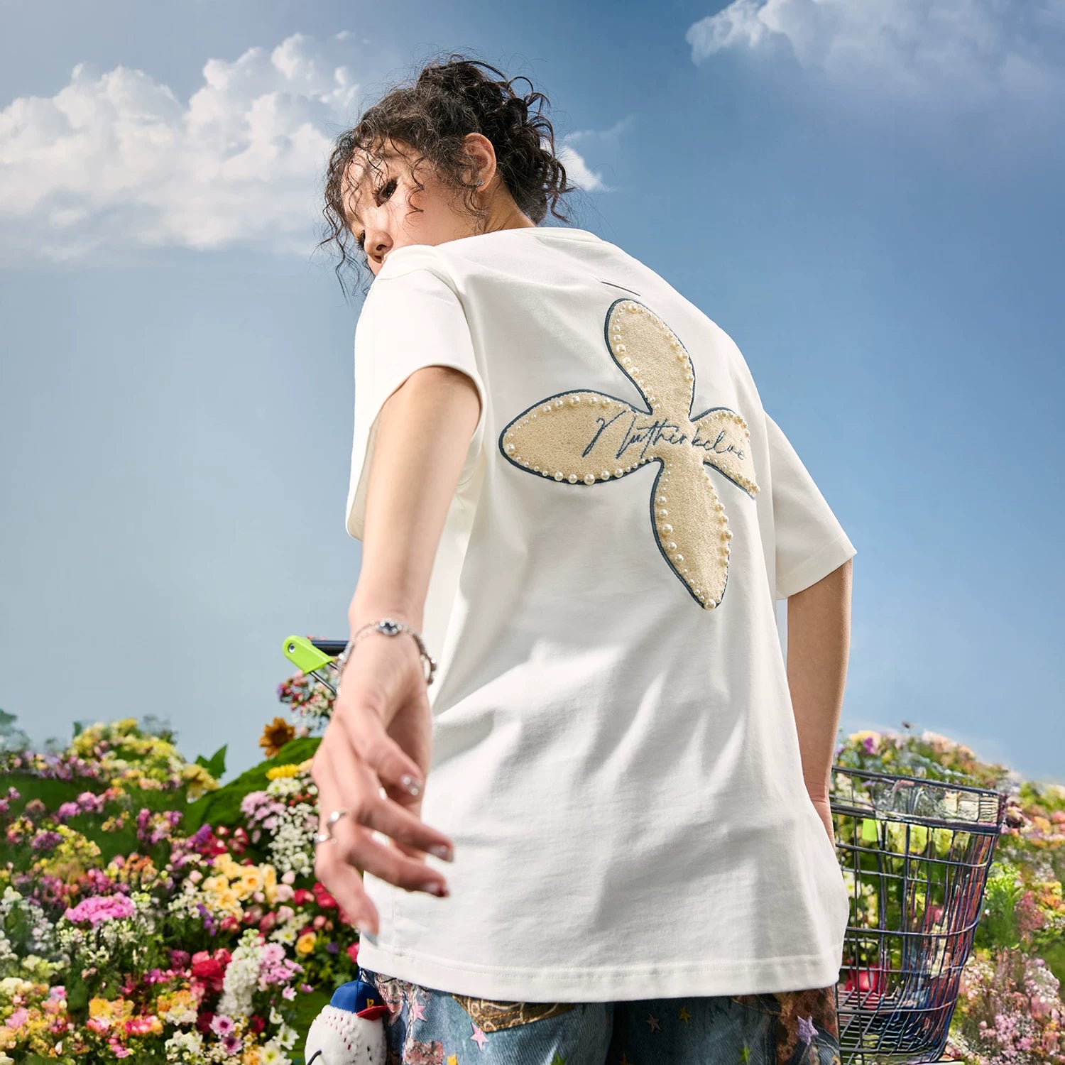 Nuthink Heavy Industries Embroidered Premium Pearl T-shirt Men's Short Sleeve Women's American Retro 2026 Summer Collection