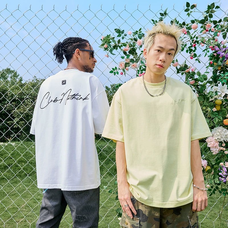 Nuthink Embroidered Letter Short Sleeve T-shirt Trendy Brand American Retro Hip Hop Loose Men and Women 2026 Summer New Collection