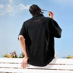 Nuthink American retro fashion brand embroidered letters POLO shirt short sleeved men's fashion women 2026 summer new item