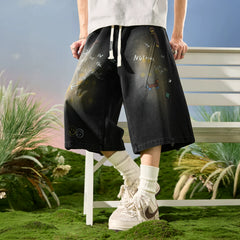 Nuthink American fashion brand sausage dog dog washed denim shorts men's cropped pants 2026 new summer