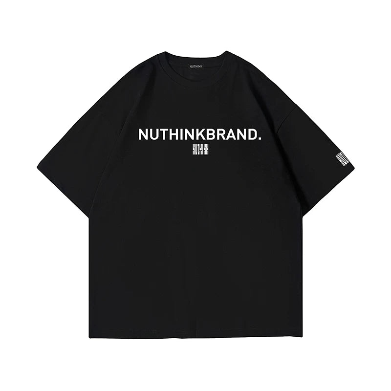 Nuthink American Trendy Brand Letter T-shirt Men's Trendy Loose Trendy Short Sleeve Men's Summer Large Half Sleeve Top Trendy