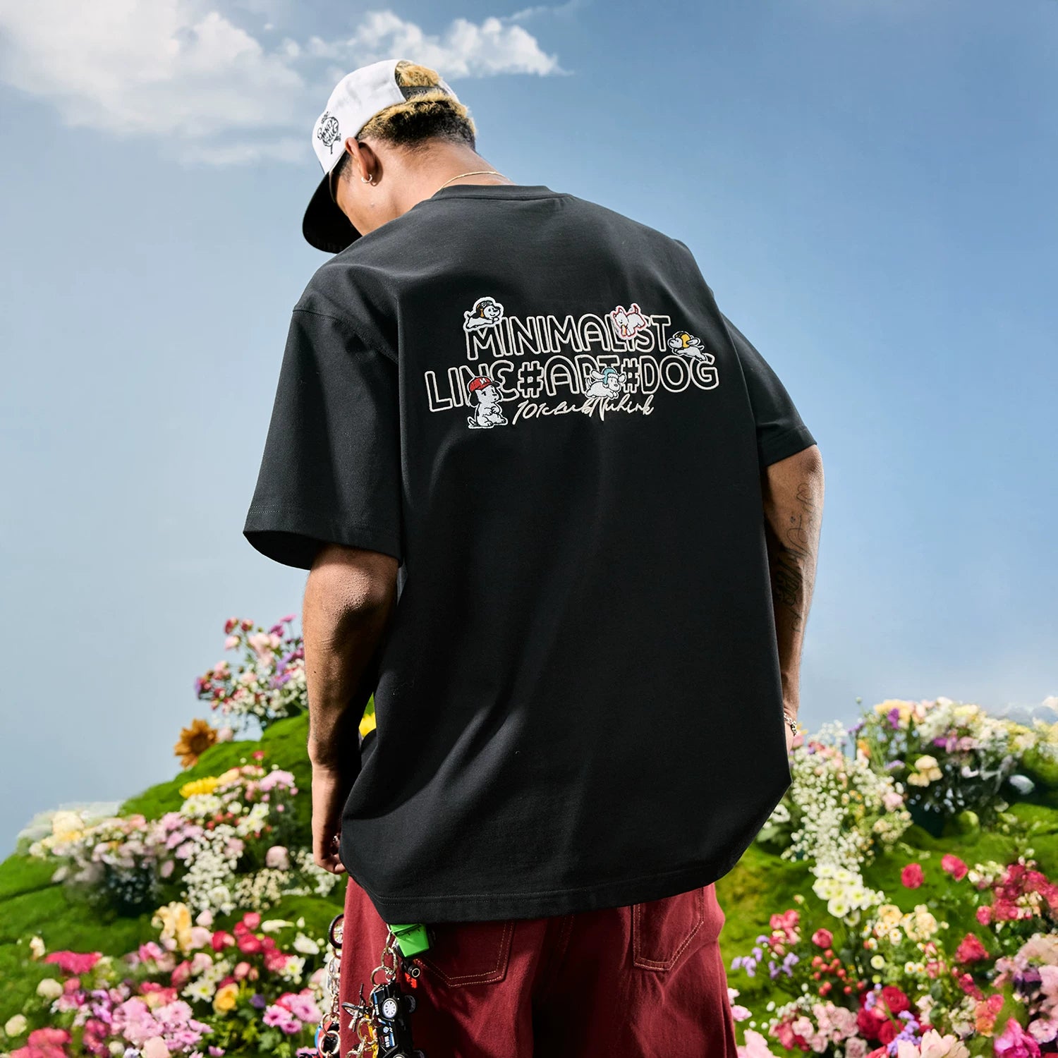 Nuthink American Trendy Brand Embroidered Dog Letter Short Sleeve T-shirt Cute Cartoon Men and Women 2026 Summer New Collection