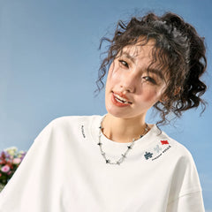 Nuthink美式复古刺绣拼图字母T恤索罗娜冰丝凉感短袖2026年夏季新