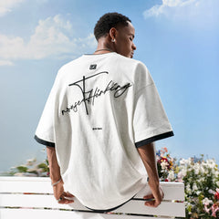 Nuthink American style fake two letter embroidered short sleeved T-shirt for men and women Sorona cool feeling 2026 summer new item