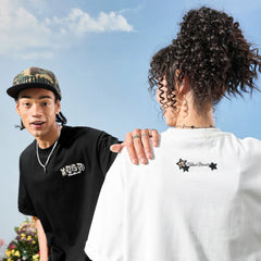 Nuthink American retro trendy brand leopard print pentagram letter embroidery short sleeved men's T-shirt women 2026 new summer