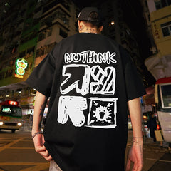 Nuthink American Trendy Brand Letter T-shirt Men's Trendy Couple Large Short Sleeve Summer Loose Half Sleeve Men's Style