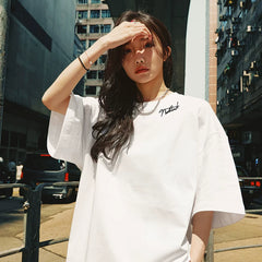 Nuthink China-Chic Loose Fashion Couple Dress Simple Short Sleeve T-shirt Men Fashion Brand Summer Large Size Couple Half Sleeve Fashion