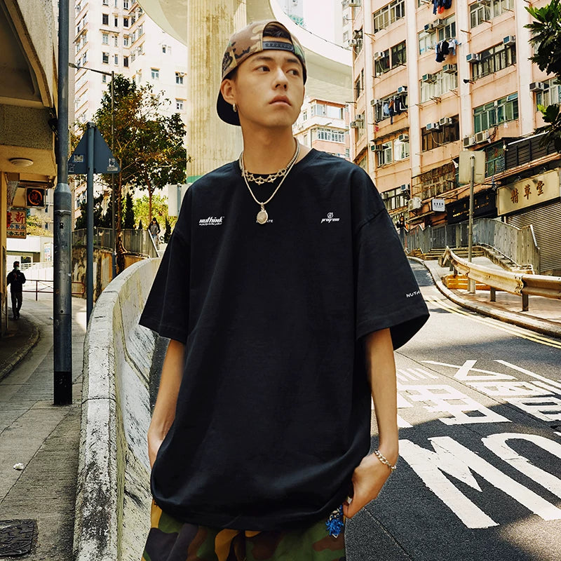 Nuthink American Trendy Brand Letter Short Sleeve T-shirt for Men's Trendy Loose Large Half Sleeve Cool Couple Summer 2026