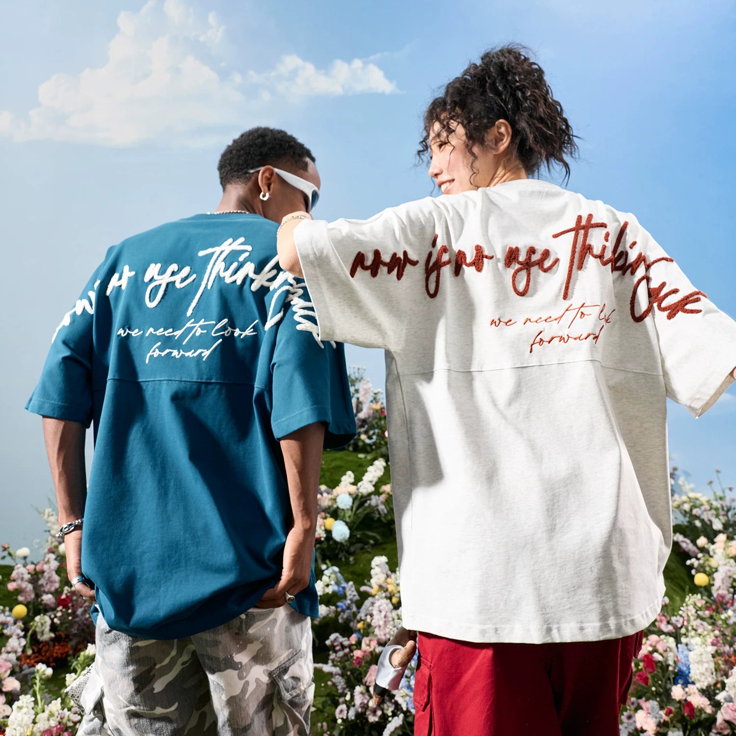 Nuthink American Trendy Brand Splicing Color Contrasting Letter Embroidered Short Sleeve T-shirt Loose Men's and Women's Summer 2026 New Collection