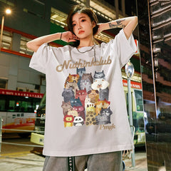 Nuthink Heavy Duty Loose Fat Plus Large Cartoon Animal T-shirt Men's Short Sleeve Summer Trendy Brand Trendy Large Half Sleeve