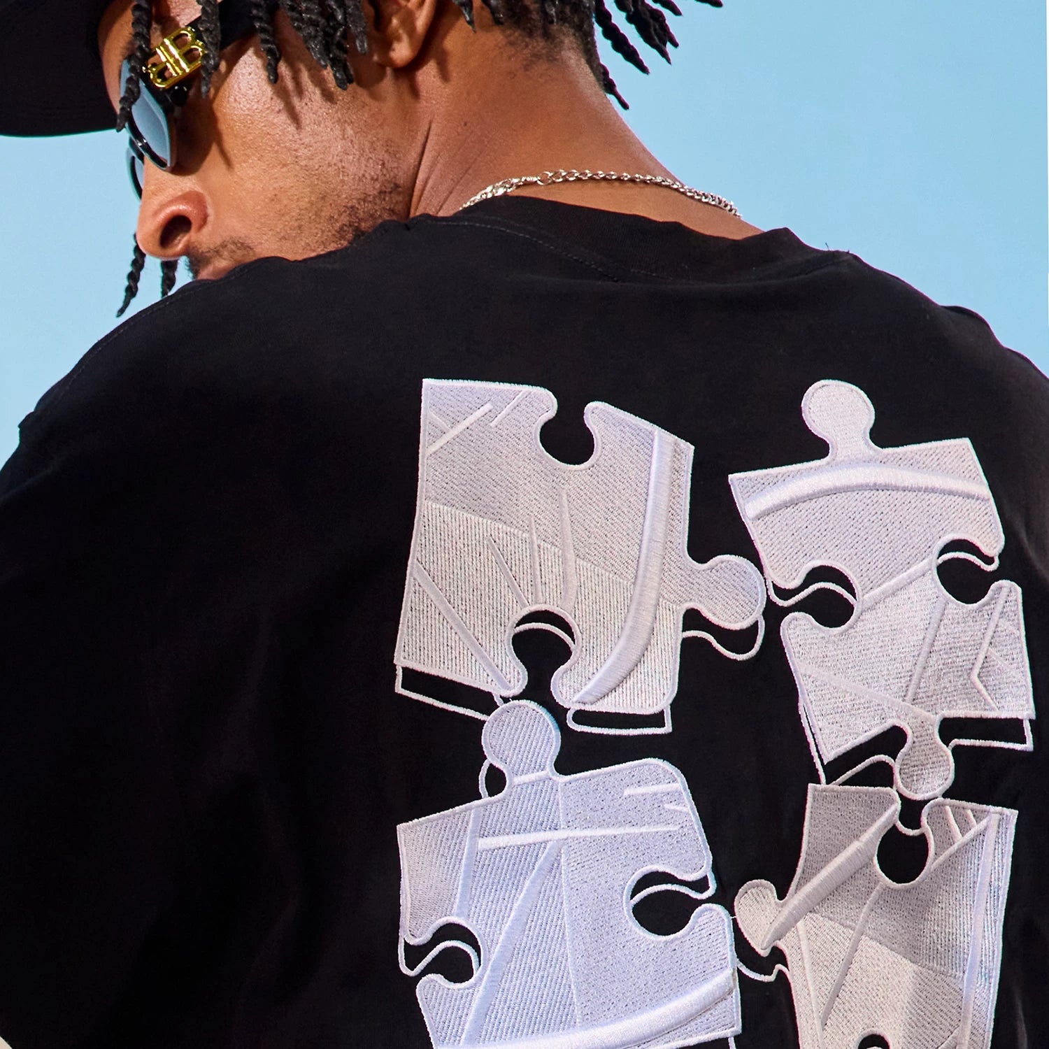Nuthink Heavy Embroidery Puzzle Short Sleeve T-shirt American Trendy Brand Loose Half Sleeve Couple New Summer 2026
