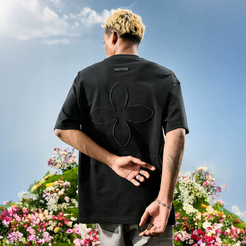 Nuthink American retro embroidered letter clover T-shirt men's short sleeved dopamine women's 2026 summer new item