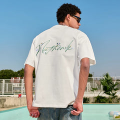Nuthink Heavy Embroidered Short Sleeve T-shirt Flower Couple Letter American Trendy Brand Loose Men and Women New Summer 2026