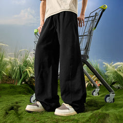 Nuthink American Trendy Brand Hanging Wide Leg Pants Loose Splicing Bent Knife Pants Men's Cool 2026 New Autumn Edition