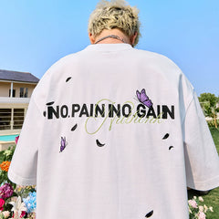 Nuthink Butterfly Embroidered Short Sleeve T-shirt American Retro Trendy Brand Loose Half Sleeve Men's and Women's New Style for Summer 2026