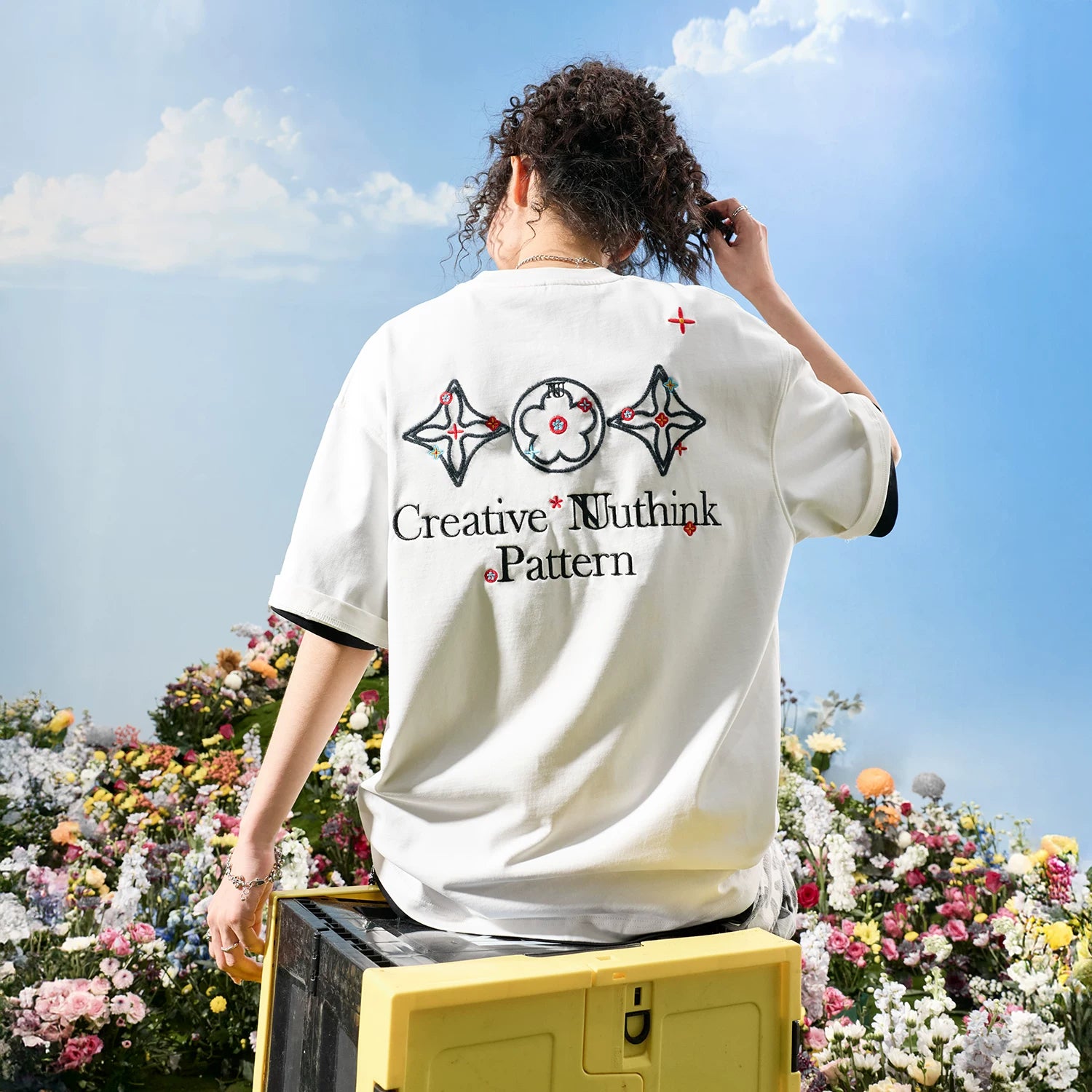 Nuthink American Retro Trendy Brand Embroidered Letter Flower Short sleeved T-shirt for Men and Women Solona Cool Feeling 2026 New Edition