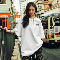 Nuthink American loose street letter short sleeved T-shirt for men with fat and size, popular brand half sleeved men's summer style