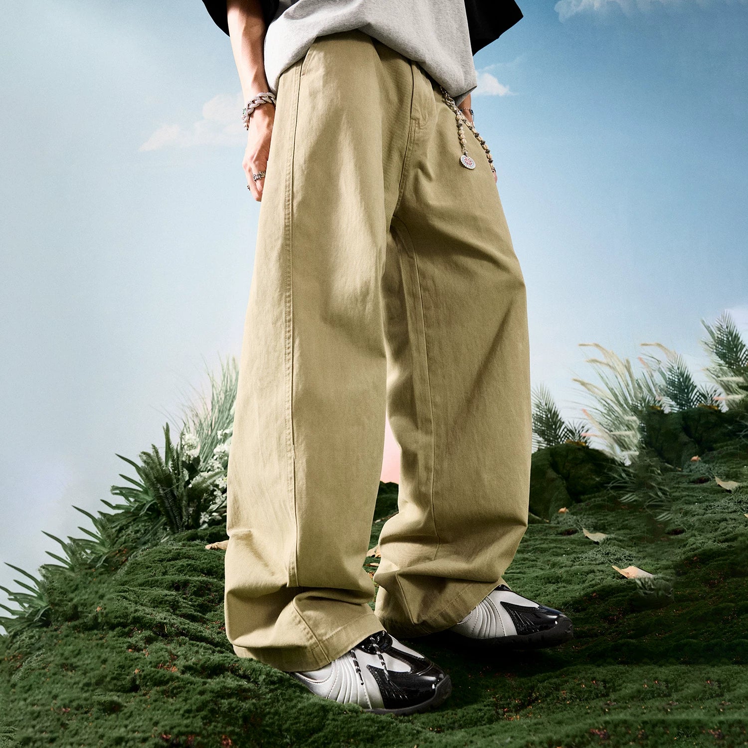 Nuthink American retro fashion brand workwear wide leg pants logging pants casual loose pants men's spring 2026