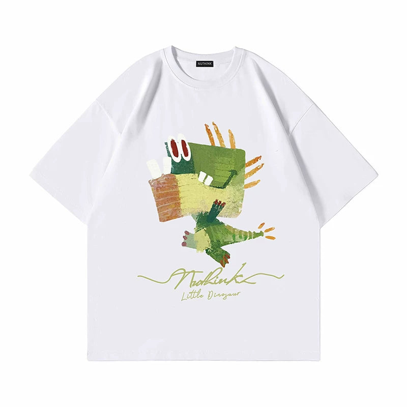 Nuthink Fat Plus Fun Cartoon Men's Trendy T-shirt Short Sleeve Summer Trendy Brand Large Half Sleeve Fat 5-Cent Sleeve