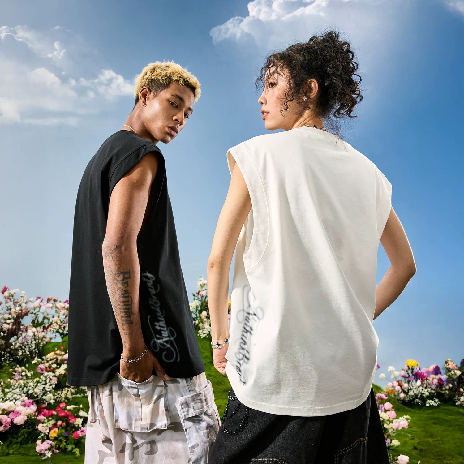 Nuthink American retro trendy brand camisole sleeveless loose fit men's and women's letter 2026 summer new item