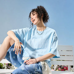 Nuthink American Trendy Brand Color blocked Embroidered Letter Short sleeved T-shirt Solona Cool Men and Women 2026 New Summer Edition