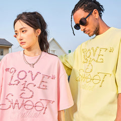 Nuthink Dopamine Pearl Short Sleeve T-shirt Letter Trendy Brand Loose Half Sleeve Male and Female Couple New Style for Summer 2026