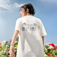 Nuthink American Trendy Brand Embroidered Dog Letter Short Sleeve T-shirt Cute Cartoon Men and Women 2026 Summer New Collection