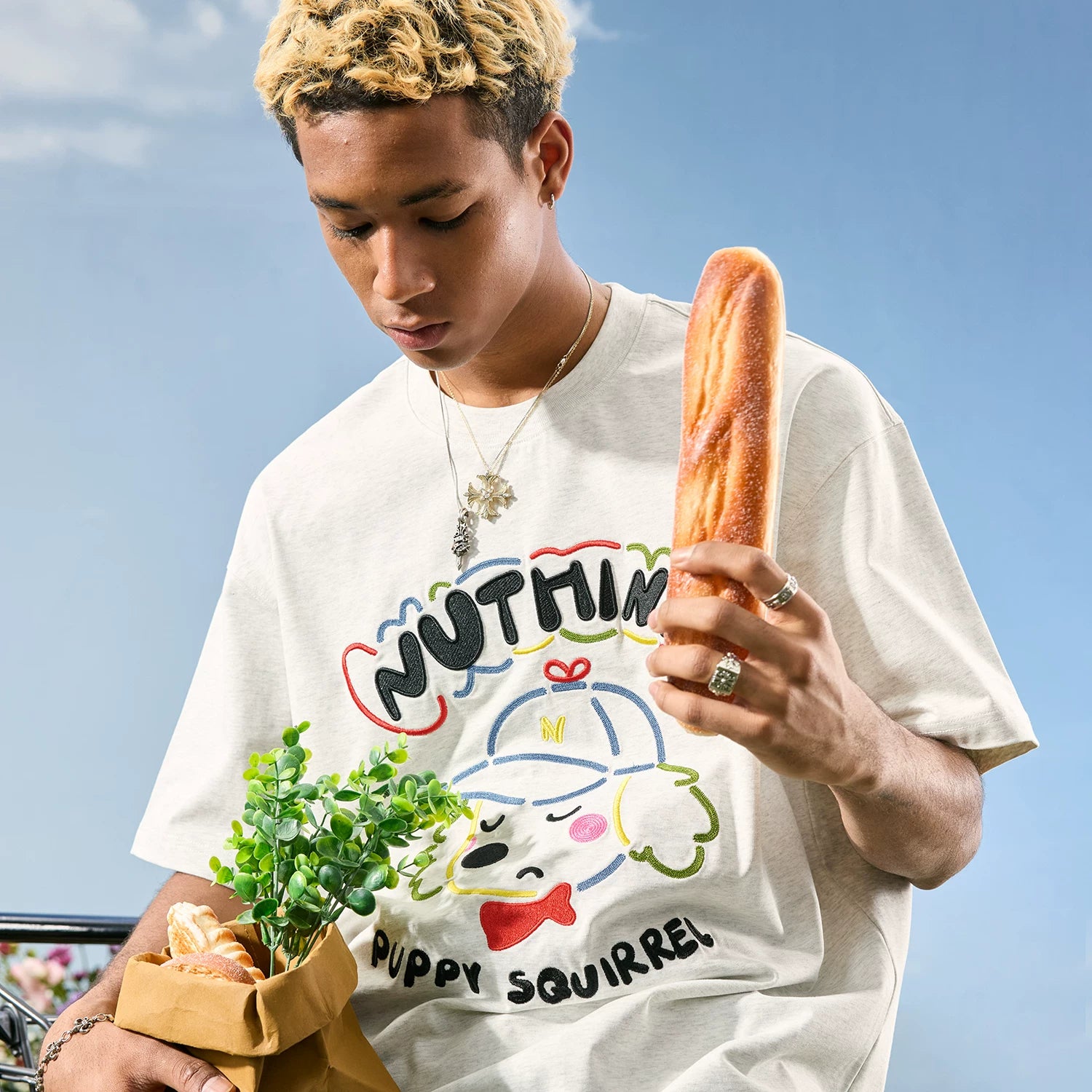 Nuthink American Trendy Brand Embroidered Letter Dog T-shirt Men's Short Sleeve Loose Couple 2026 Summer New Style