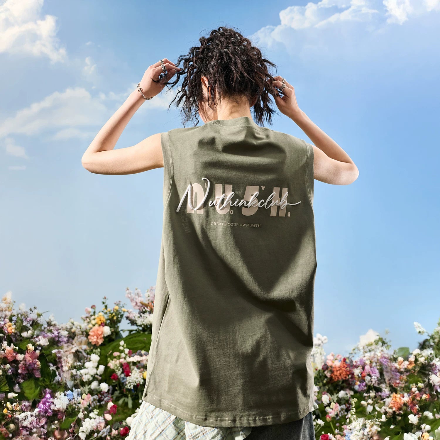 Nuthink American fashion brand letter shoulder sleeveless vest ins trendy street loose men and women 2026 new summer