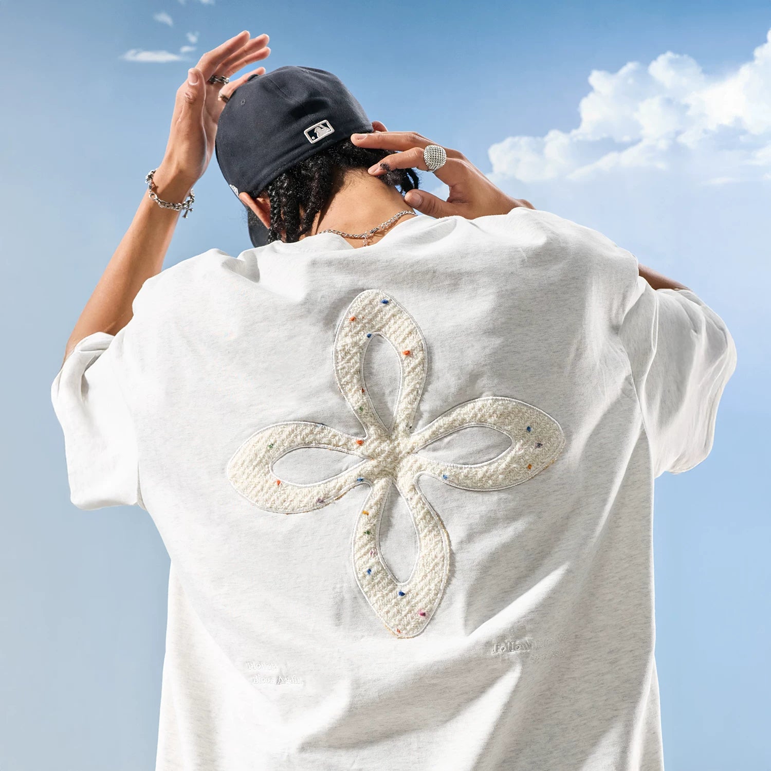Nuthink American Trendy Brand Embroidered Four Leaf Clover Letter Short Sleeve Men's T-shirt Women's High End 2026 New Summer Edition