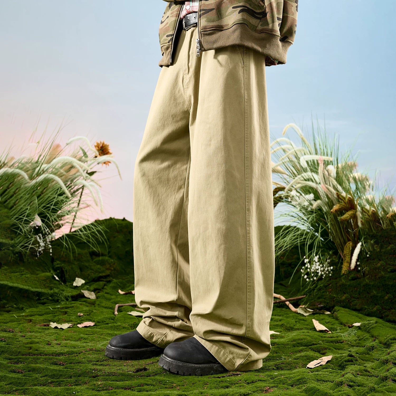 Nuthink American retro workwear logging pants loose and plush thick casual pants men's winter new 2026