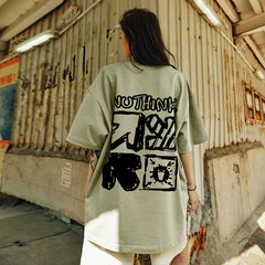Nuthink American Trendy Brand Letter T-shirt Men's Trendy Couple Large Short Sleeve Summer Loose Half Sleeve Men's Style