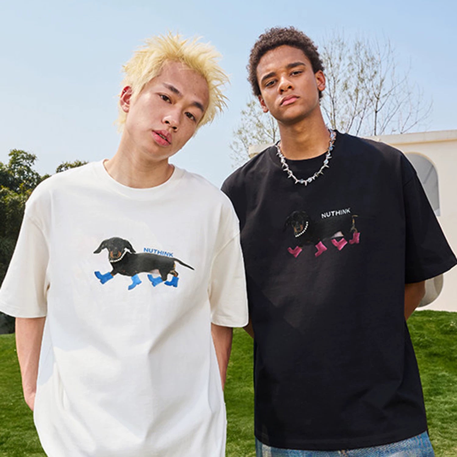 Nuthink Trendy Sausage Dog Short Sleeve Dog T-shirt Pearl American Loose Couple New Style for Summer 2026