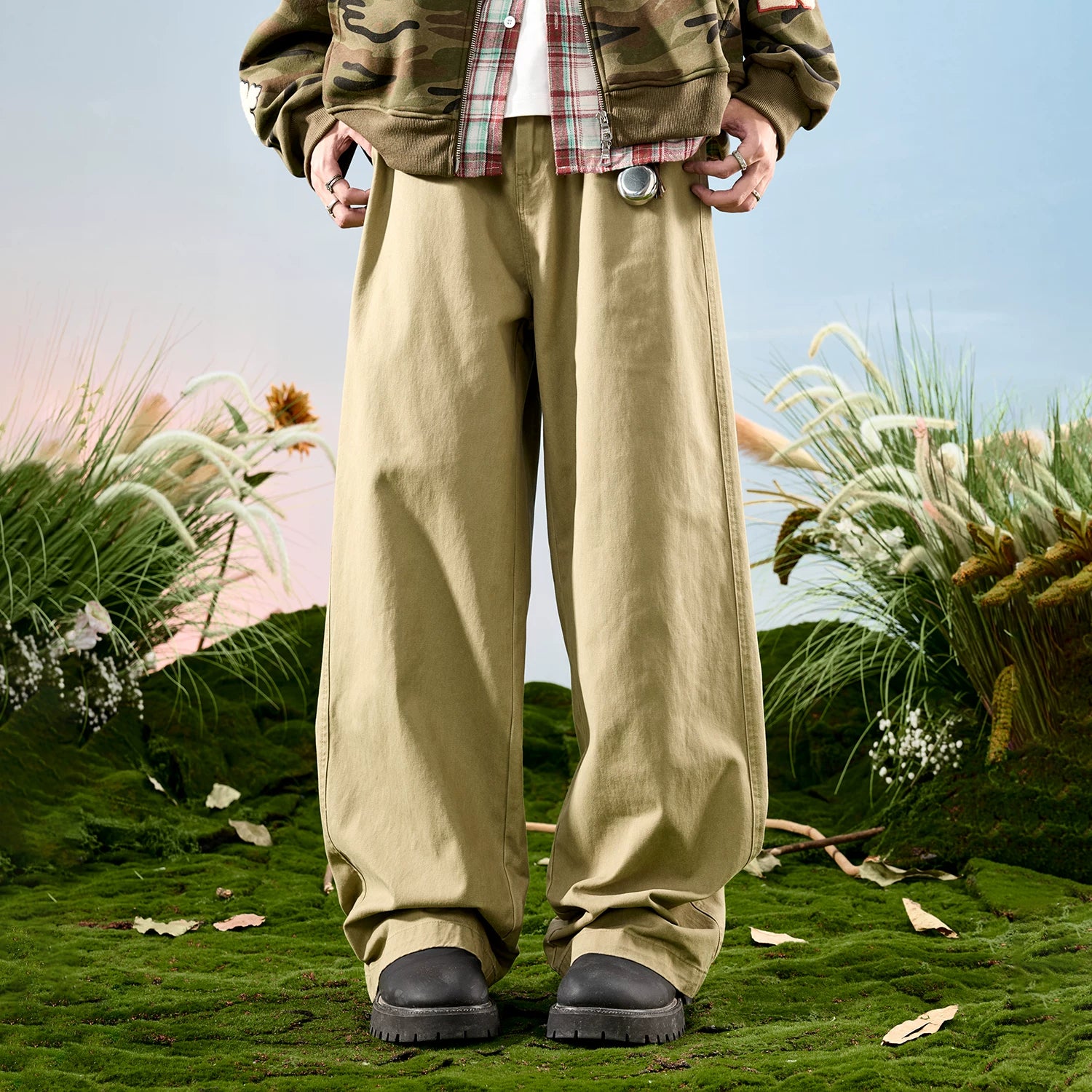 Nuthink American retro workwear logging pants loose and plush thick casual pants men's winter new 2026