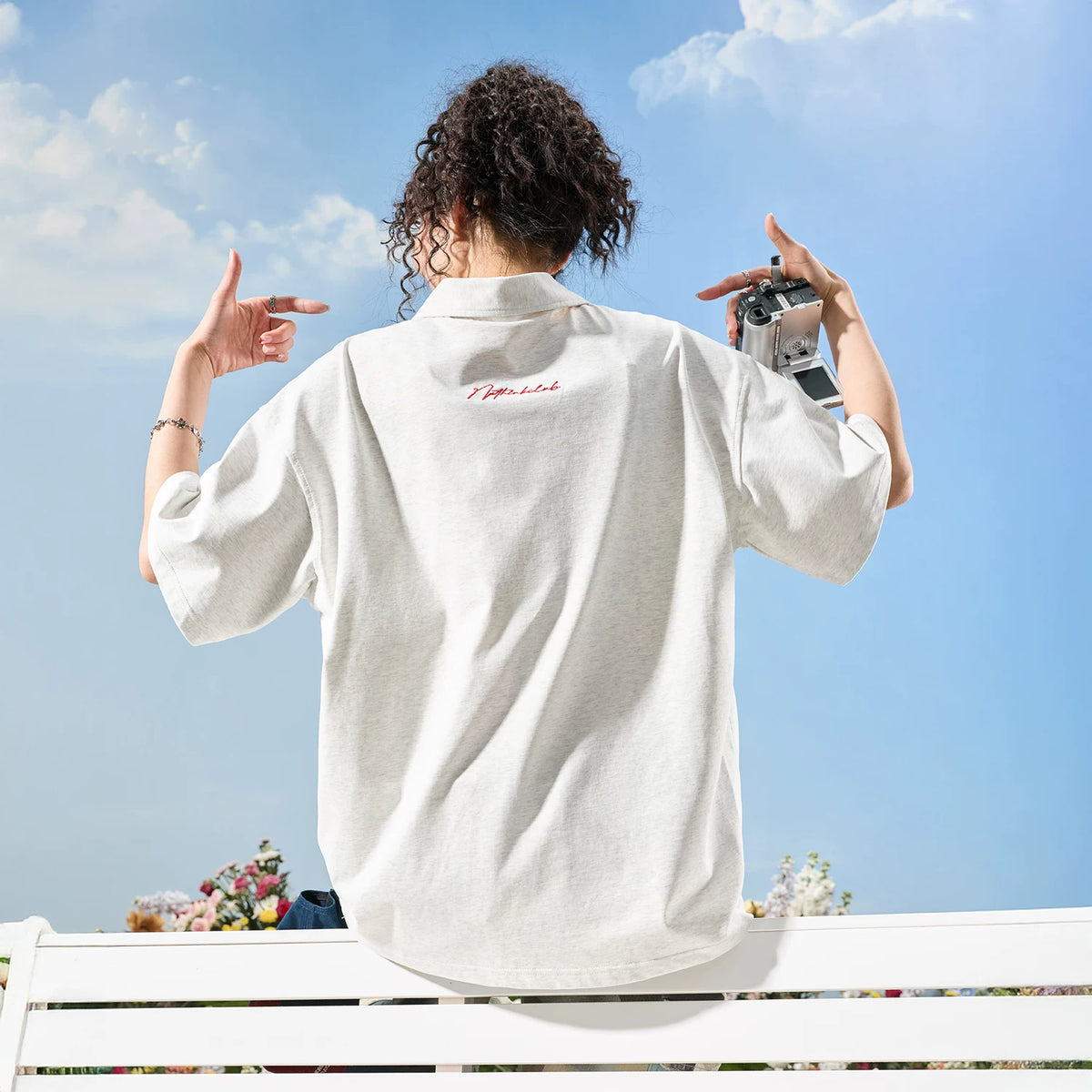Nuthink American retro fashion brand embroidered letters POLO shirt short sleeved men's fashion women 2026 summer new item