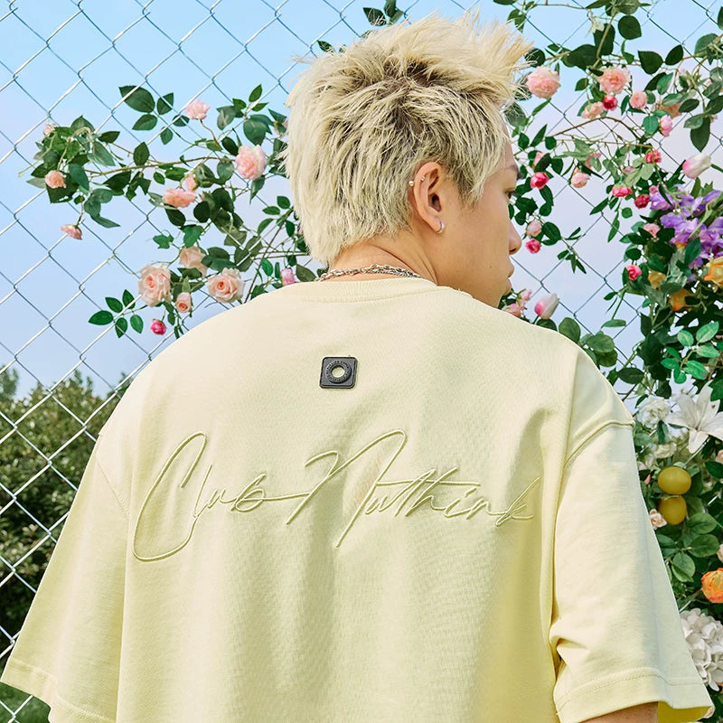 Nuthink Embroidered Letter Short Sleeve T-shirt Trendy Brand American Retro Hip Hop Loose Men and Women 2026 Summer New Collection