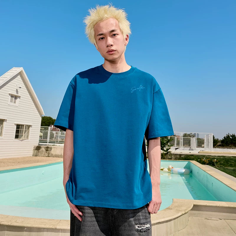 Nuthink Embroidered Letter Short Sleeve T-shirt Trendy Brand American Retro Half Sleeve Men's and Women's Heavy Weight Loose Summer 2026