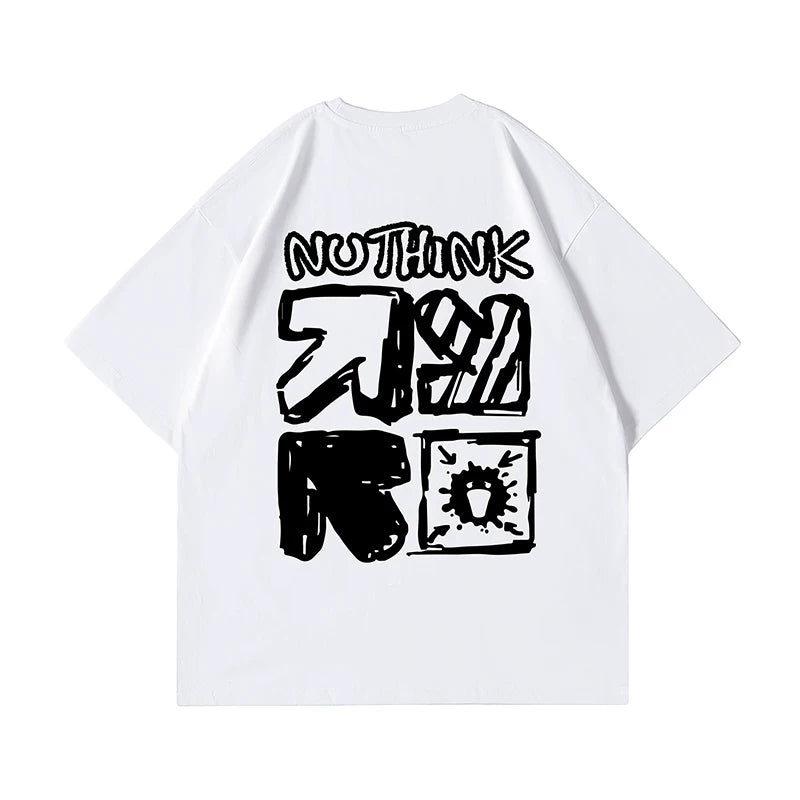 Nuthink American Trendy Brand Letter T-shirt Men's Trendy Couple Large Short Sleeve Summer Loose Half Sleeve Men's Style