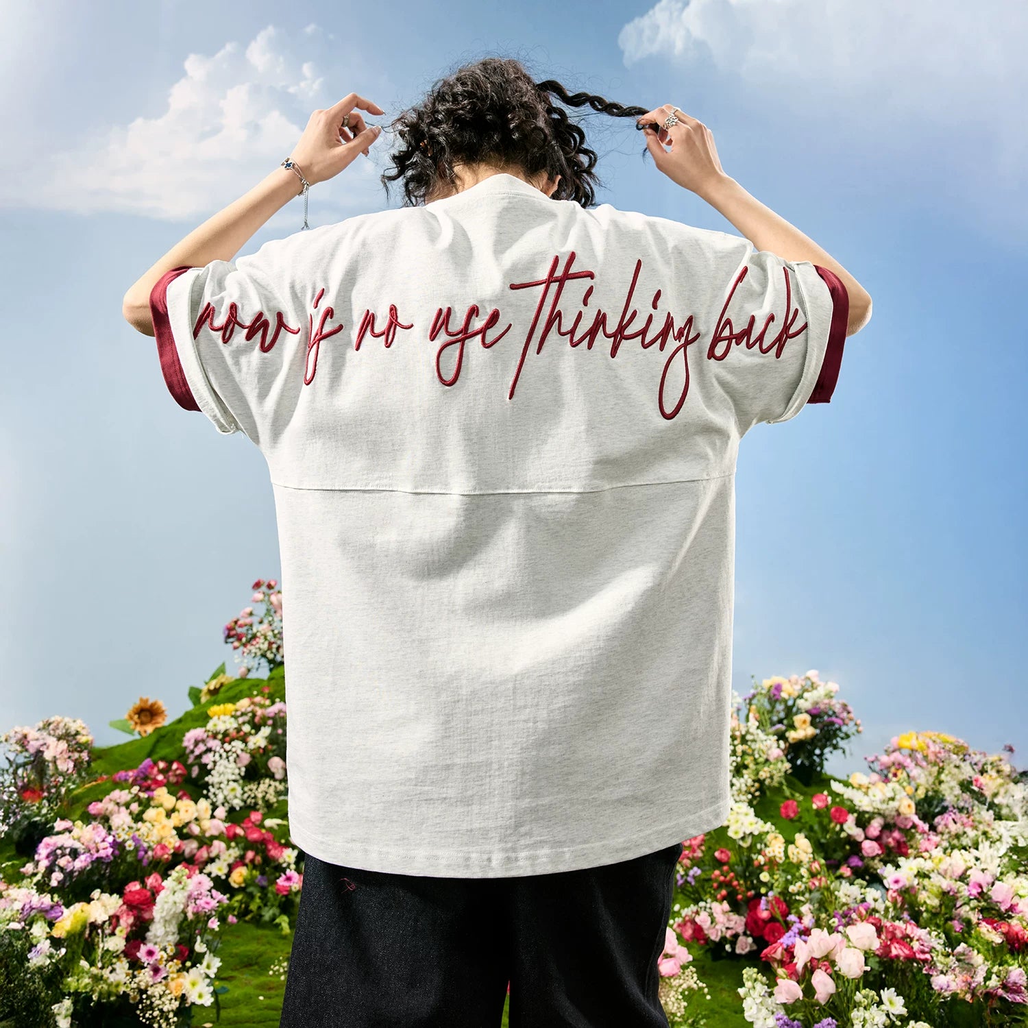 Nuthink American Trendy Brand Embroidered Letter T-shirt Men's Short Sleeve Street Trendy Loose Women's 2026 Summer New Style