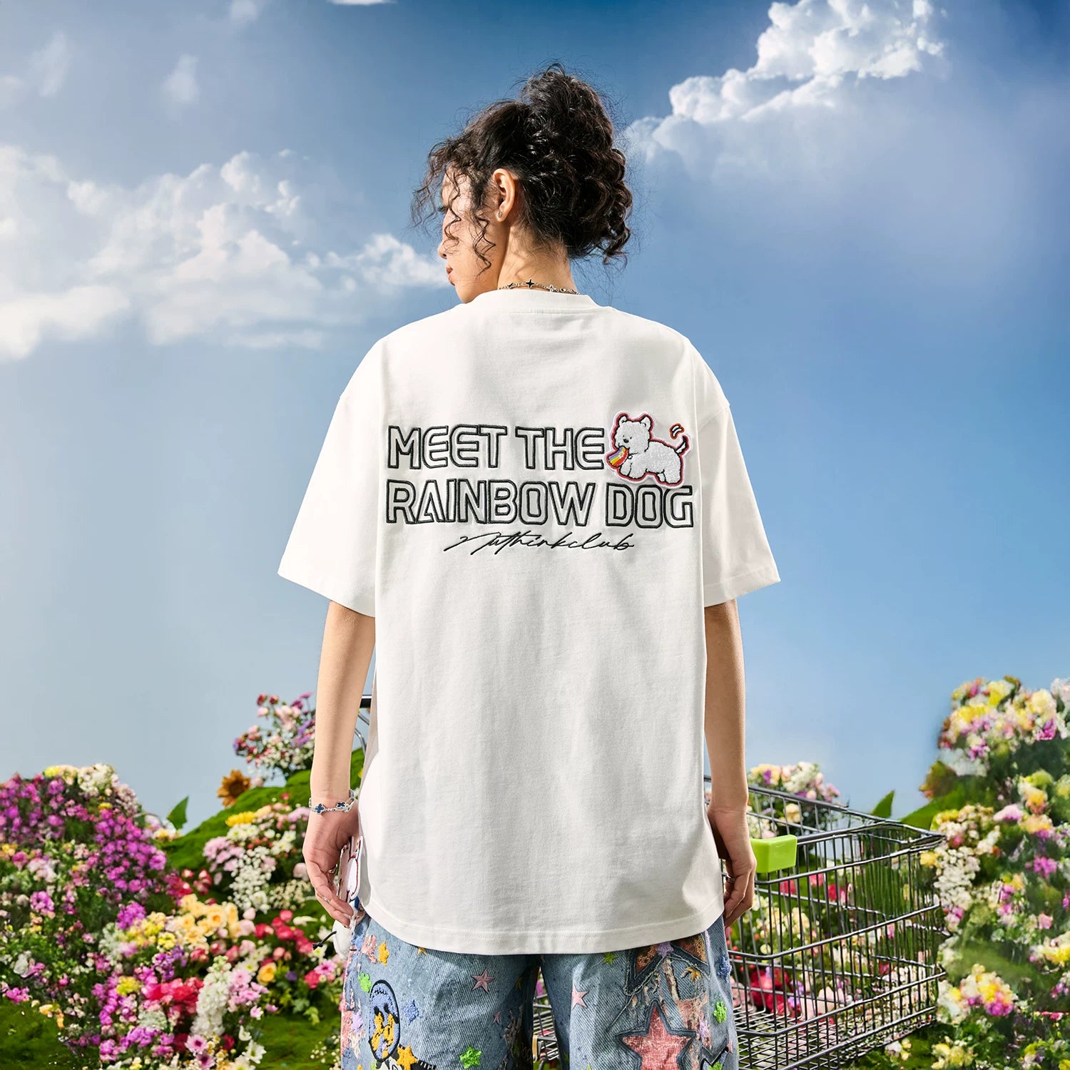 Nuthink American Trendy Brand Embroidered Dog Letter Short Sleeve Men's T-shirt Women's Velcro 2026 Summer New Collection
